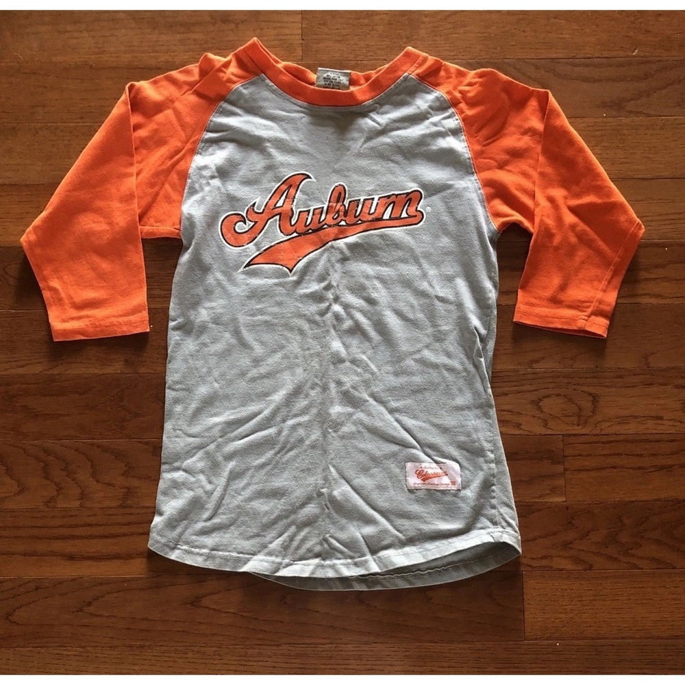 Auburn Tigers Raglan Sleeve T-shirt Colosseum Gray & Orange Women's Small